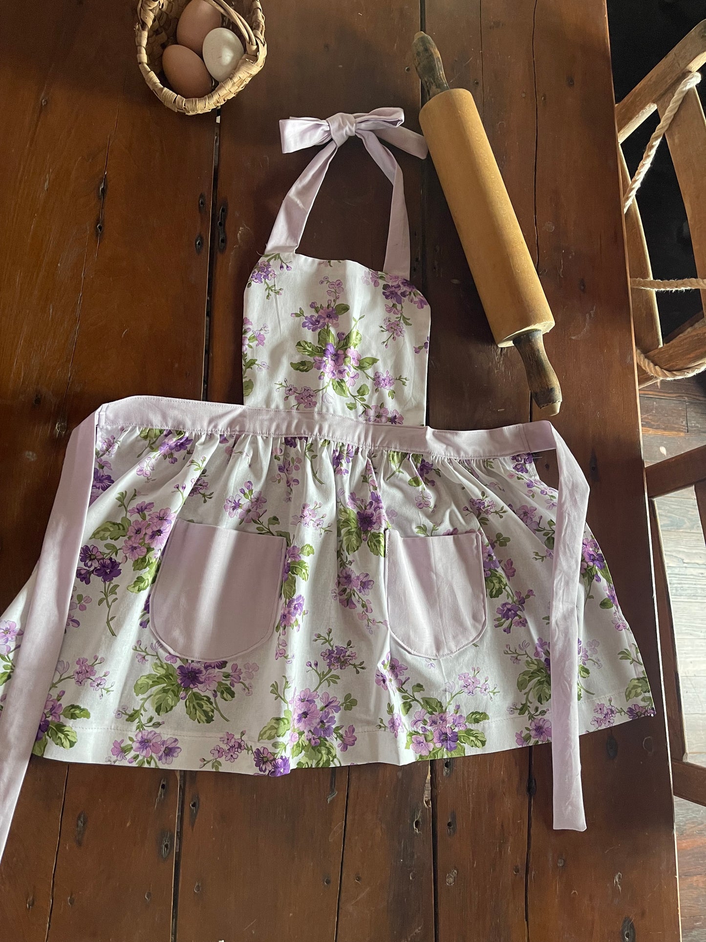 Vintage Replica Fabric Apron Set of 2 One Adult Size One Child Size