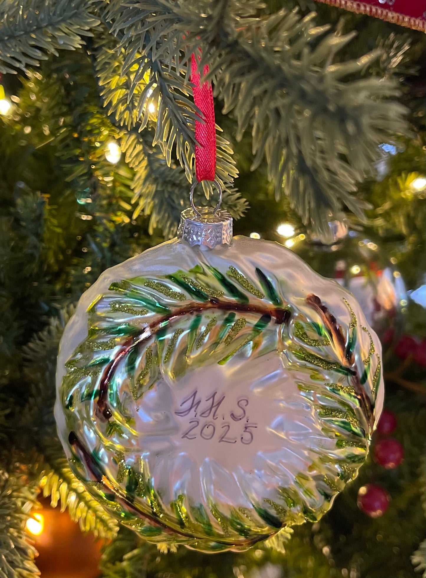 The 2025 Farmersville Historical Society Holiday Fundraiser Ornament Blown Glass Red Cardinal