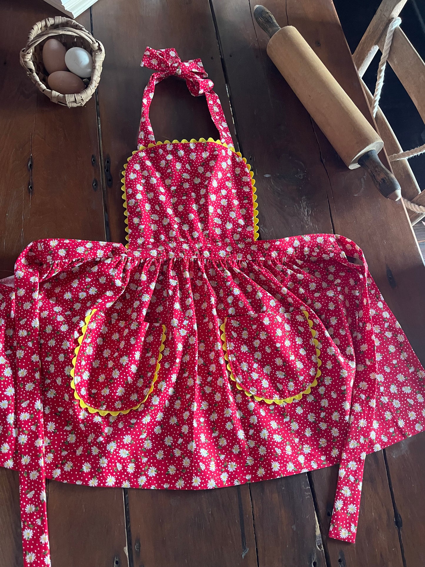 Vintage Replica Fabric Apron Set of 2 One Adult Size and One Child Size