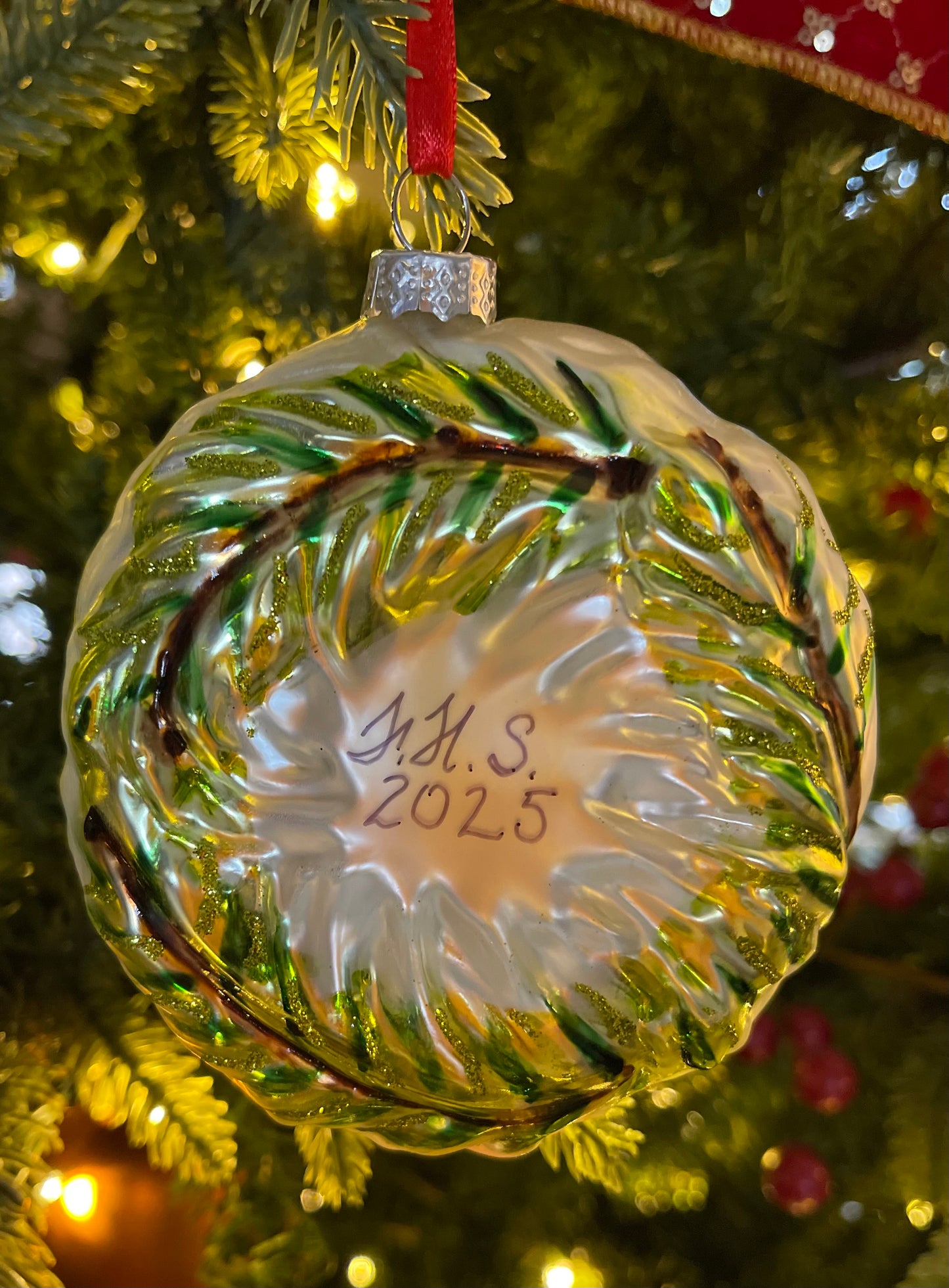 The 2025 Farmersville Historical Society Holiday Fundraiser Ornament Blown Glass Red Cardinal