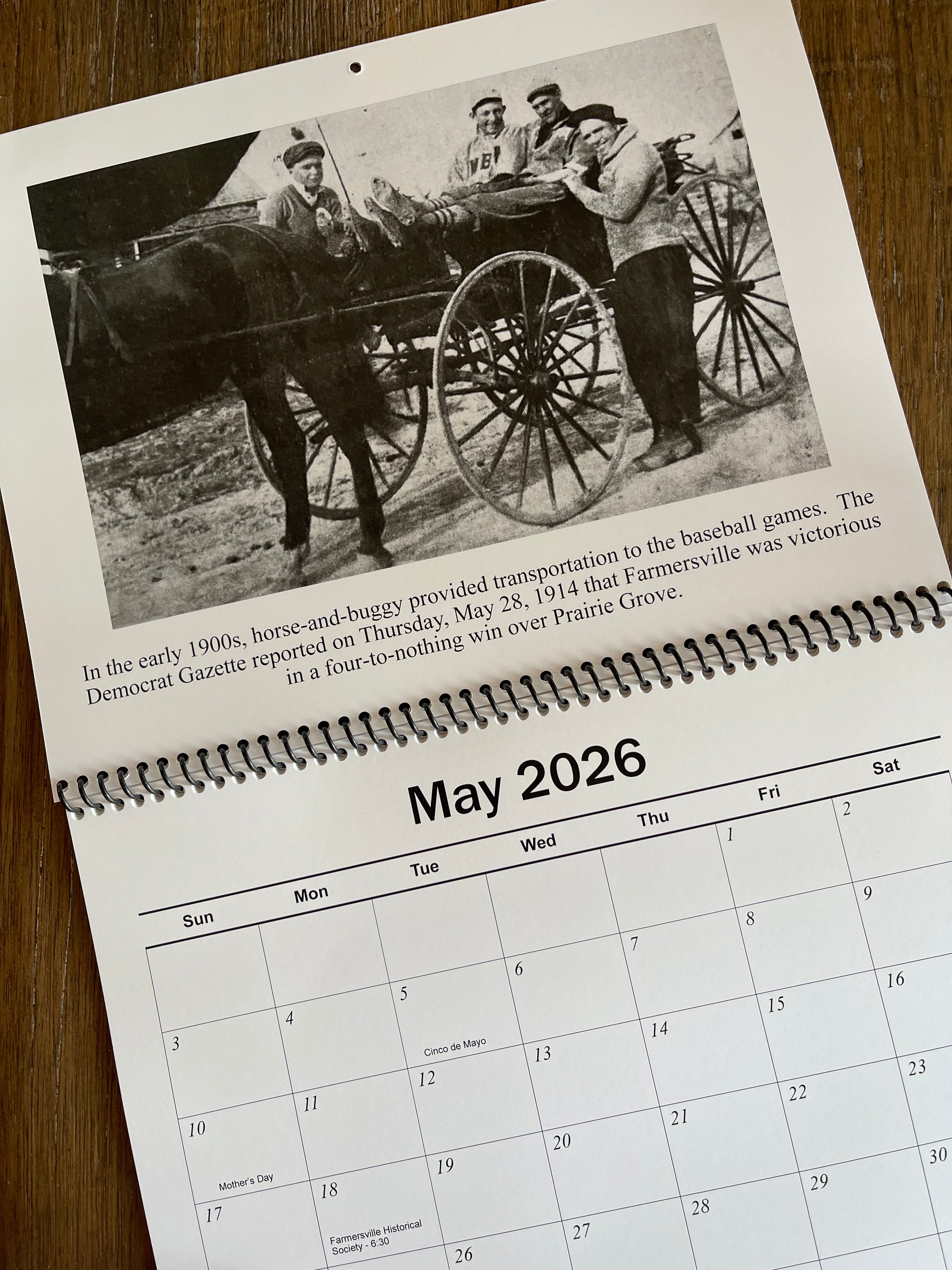 2026 Calendar “Farmersville Sports Traveling Through Time